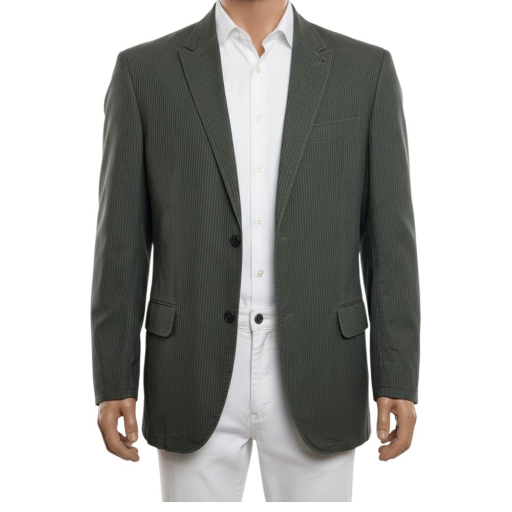 Gap Pinstripe Blazer Mens L Charcoal 2004‎ Vintage Cotton Casual Sport Coat Y2K